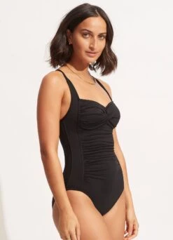 Seafolly Collective Twist Halter One Piece - Black -Fashion Swimwear Store 10373 942 Black 3