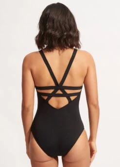 Seafolly Collective Deep V One Piece - Black -Fashion Swimwear Store 10634 942 Black 4