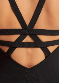 Seafolly Collective Deep V One Piece - Black -Fashion Swimwear Store 10634 942 Black 5