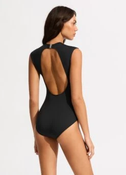 Seafolly Collective Cap Sleeve One Piece - Black -Fashion Swimwear Store 10710 942 Black 12