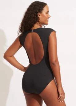 Seafolly Collective Cap Sleeve One Piece - Black -Fashion Swimwear Store 10710 942 Black 5
