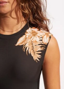 Castaway Cap Sleeve One Piece - Black -Fashion Swimwear Store 10710 980 Black 5