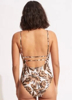 Island In The Sun Square Neck One Piece - Ecru -Fashion Swimwear Store 10880 946 Ecru 3