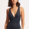Seafolly Collective Cross Back One Piece - True Navy -Fashion Swimwear Store 10950 942 True 20Navy 1