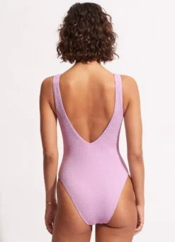 Sea Dive Deep V Neck One Piece - Lilac -Fashion Swimwear Store 10974 861 Lilac 4