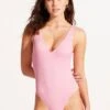 Sea Dive Deep V Neck One Piece - Parfait Pink -Fashion Swimwear Store 10974 861 ParfaitPnk 3