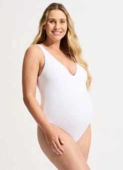 Sea Dive Deep V Neck One Piece - White -Fashion Swimwear Store 10974 861 White 4 0445bb9d 95e4 4bc6 97f0 278336527ed3