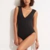 Seafolly Collective V Neck One Piece - Black -Fashion Swimwear Store 11003 942 Black 2