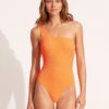 Sea Dive One Shoulder One Piece - Spicy Orange 1 Sea Dive One Shoulder One Piece - Spicy Orange -Fashion Swimwear Store 11014 861 SpicyOrang 3