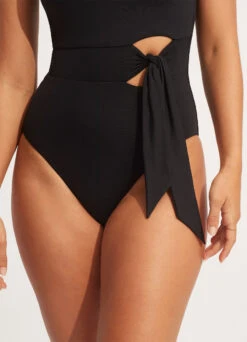 Seafolly Collective Tie Waist One Piece - Black 9 Seafolly Collective Tie Waist One Piece - Black -Fashion Swimwear Store 11027 942 Black 10