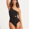 Seafolly Collective Tie Waist One Piece - Black -Fashion Swimwear Store 11027 942 Black 7
