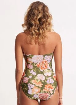 Paradise Garden DD Bandeau One Piece - Avocado -Fashion Swimwear Store 11030DD960 Avocado 4