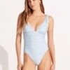 Summer Crush V Neck One Piece - Powder Blue -Fashion Swimwear Store 11041 035 PowderBlue 3