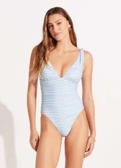 Summer Crush V Neck One Piece - Powder Blue
