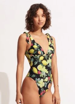 Lemoncello V Neck One Piece - Black -Fashion Swimwear Store 11041 945 Black 3