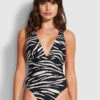 Skin Deep Deep V One Piece - Black -Fashion Swimwear Store 11046 940 Black 1