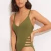 Seafolly Collective Gathered Strap One Piece - Avocado -Fashion Swimwear Store 11055 942 Avocado 1
