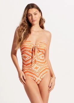 Zanzibar Twist Tie Front One Piece - Mandarin