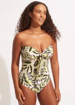 Island In The Sun Twist Tie Front One Piece - Avocado -Fashion Swimwear Store 11058 946 Avocado 3