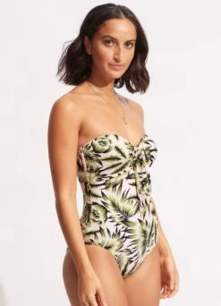 Island In The Sun Twist Tie Front One Piece - Avocado -Fashion Swimwear Store 11058 946 Avocado 4