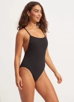 Sea Dive Scoop Neck One Piece - Black -Fashion Swimwear Store 11065 861 Black 7