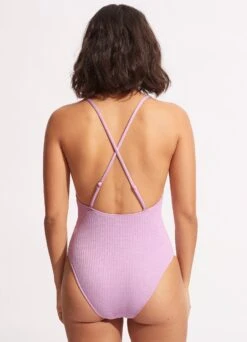 Sea Dive Scoop Neck One Piece - Lilac -Fashion Swimwear Store 11065 861 Lilac 4