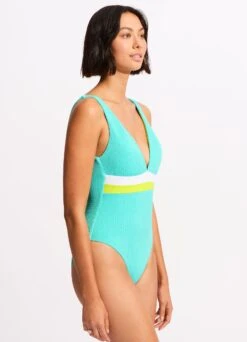 Slice Of Splice Deep V Neck One Piece - Lime Burst -Fashion Swimwear Store 11067 990 Lime 20Burst 4