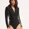 Skin Deep Long Sleeve Surf Suit - Black -Fashion Swimwear Store 11068 940 Black 1