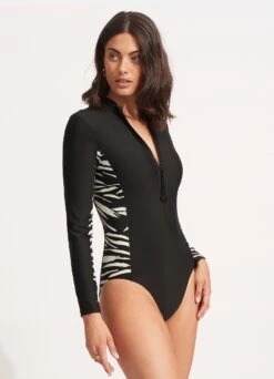 Skin Deep Long Sleeve Surf Suit - Black -Fashion Swimwear Store 11068 940 Black 3