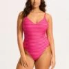 Mesh Effect V Neck One Piece - Chilli Red