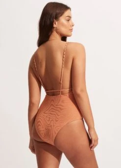 Second Wave V Neck One Piece - Copper Tan -Fashion Swimwear Store 11071 968 Copper 20Tan 5