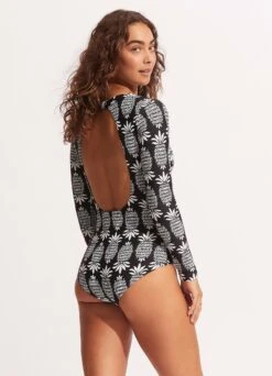 Corsica V Neck Long Sleeve Surfsuit - Black -Fashion Swimwear Store 11074 810 Black 5