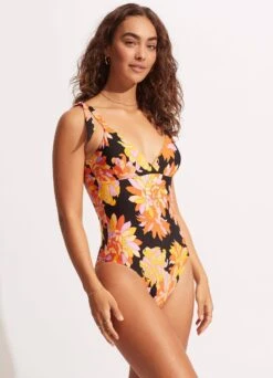 Palm Springs Wrap Front One Piece - Black -Fashion Swimwear Store 11092 703 Black 4