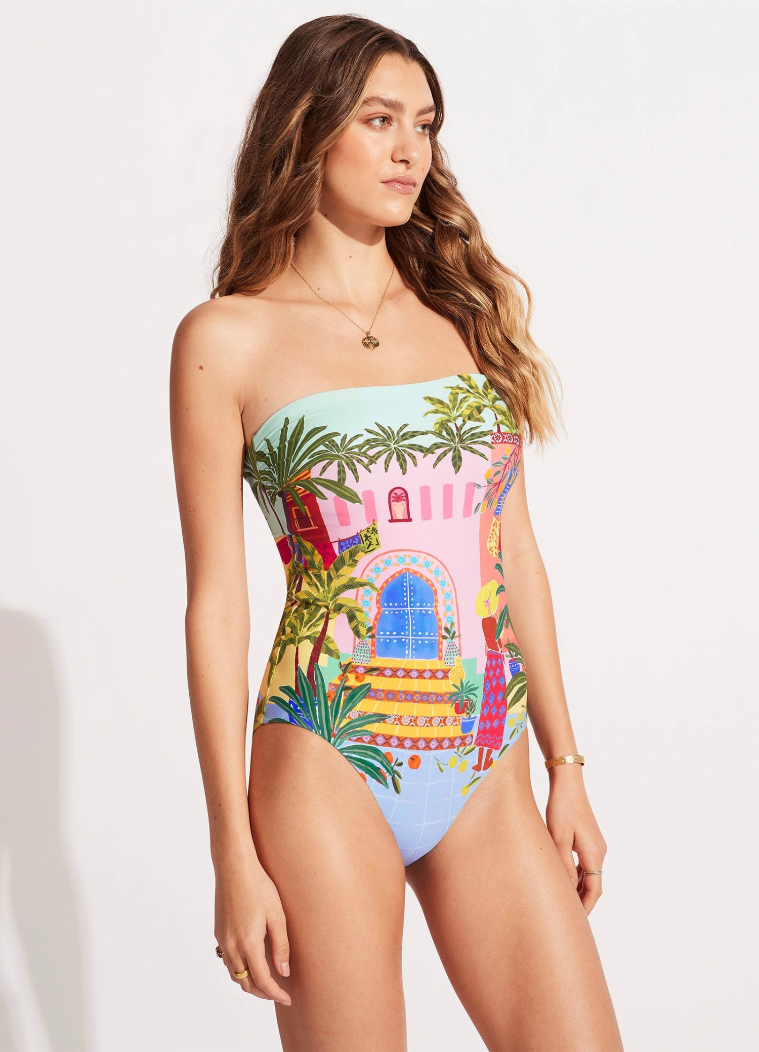 On Vacation Bandeau One Piece - Azure 4 On Vacation Bandeau One Piece - Azure - Image 2