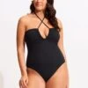 Sea Dive Bandeau One Piece - Black
