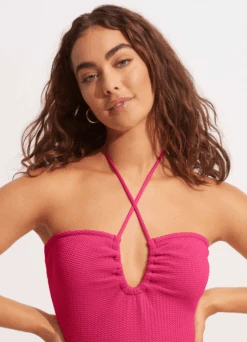 Sea Dive Bandeau One Piece - Fuchsia Rose -Fashion Swimwear Store 11100 861 FushciaRos 6