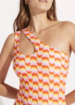 Modern Take One Shoulder Keyhole One Piece - Mandarin -Fashion Swimwear Store 11109 021 Mandarin 6