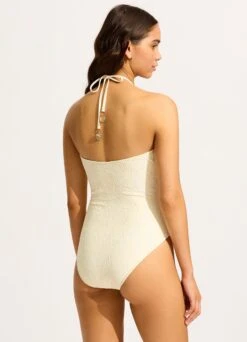 Chiara Diamond Wire Bandeau One Piece - Ecru -Fashion Swimwear Store 11129 093 Ecru 11