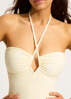 Chiara Diamond Wire Bandeau One Piece - Ecru -Fashion Swimwear Store 11129 093 Ecru 12