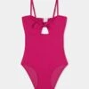 Summer Essential Girls Tie Front One Piece - Deep Pink -Fashion Swimwear Store 15698 258 DeepPink 1
