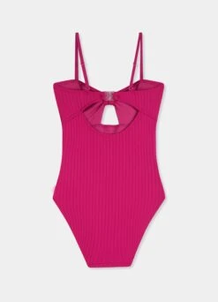 Summer Essential Girls Tie Front One Piece - Deep Pink -Fashion Swimwear Store 15698 258 DeepPink 2