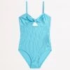 Summer Essential Girls Tie Front One Piece - Sky