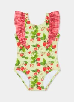 Girls Vertical Ruffle One Piece - Sundae -Fashion Swimwear Store 15705T 268 Sundae 2