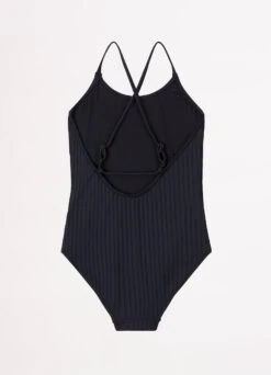 Girls Summer Essential Crossover Strap One Piece - Black -Fashion Swimwear Store 15736 Black 3