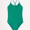 Girls Summer Essential Crossover Strap One Piece - Forest -Fashion Swimwear Store 15736 Forest 1