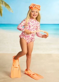 Silk Road Girls Frilled Hip Paddlesuit - Pink