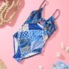 Royal Sapphire Girls Spliced Bow One Piece - Blue -Fashion Swimwear Store 15840 Blue 1