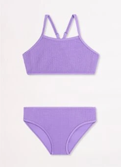 Girls Crossover Back Bikini Set - Lilac