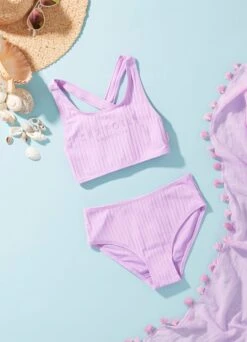 Girls Summer Essential Tie Back Bikini - Violet