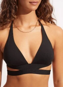 Seafolly Collective Halter Bra - Black -Fashion Swimwear Store 30645 942 Black 5